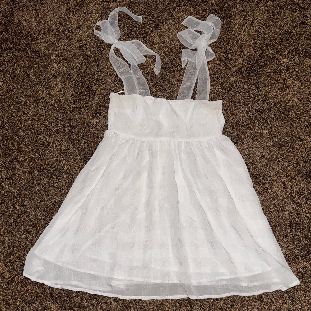 Day + Moon White Baby doll dress Sheer LINED Small S